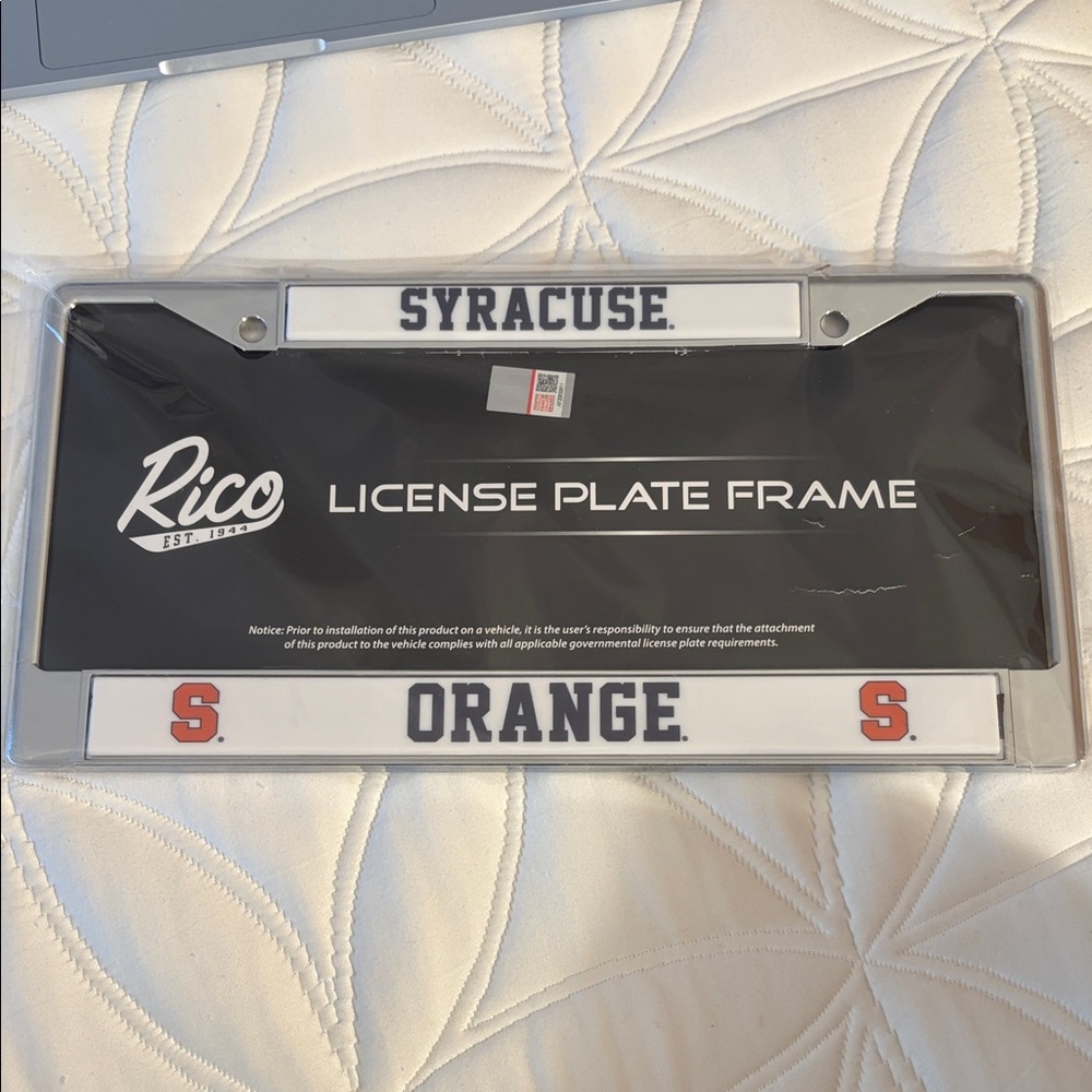 Syracuse Orange License Plate Frame - White & Orange
